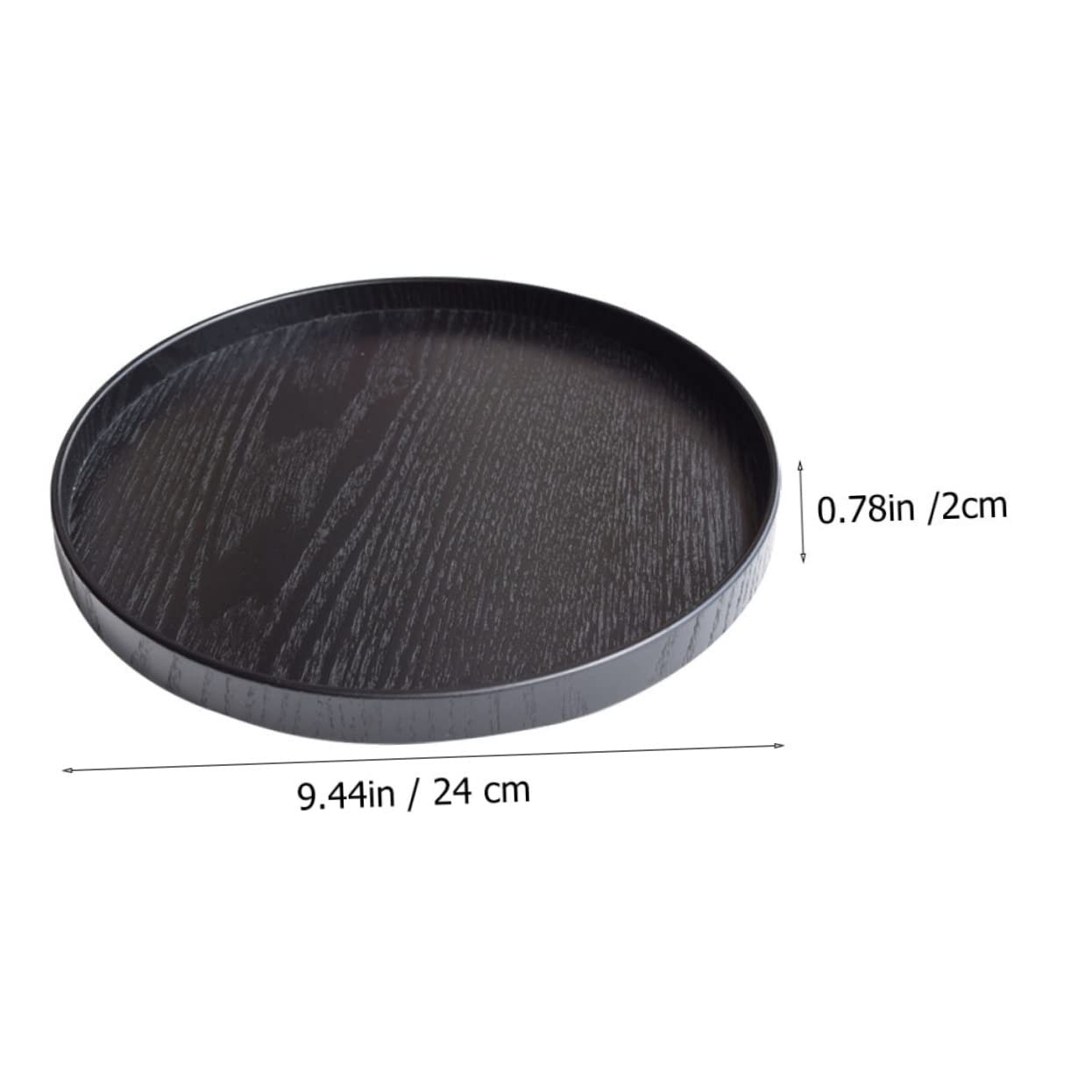 HOLIDYOYO Black Round Decorative Tray Wooden Storage Tray for Fruit Cake Candy Display Home Tableware