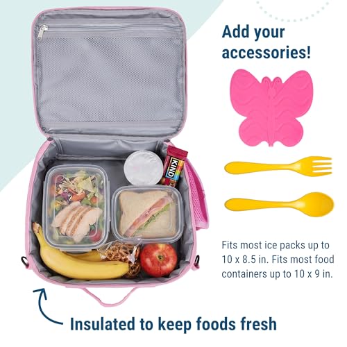 Image of Wildkin Kids ECO rPET Insulated Lunch Box - Keeps Food Hot or Cold, Easy-Clean Lining, Mesh Pockets & BPA-Free - Boys & Girls, Ideal for School, Travel & Daycare - Ballerina