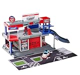 Majorette JDM Legends Tuning-Garage (inkl. Spielzeugauto) - Auto-Parkhaus im Japan-Style mit Aufzug, Rampe, Licht & Sound - Spielzeug-Parkgarage für Kinder ab 5 Jahre, 36x46x24 cm, inkl. Batterien