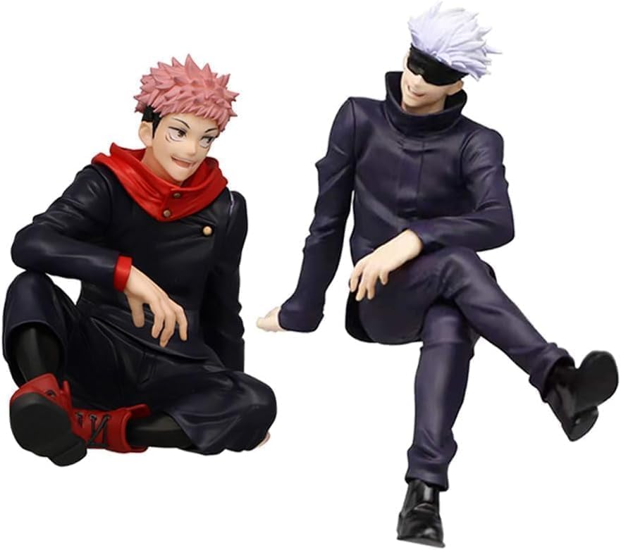 2PCS Anime Figures Itadori Yuji Noodle Stopper Figurine Sitting Pose Character Statue PVC Collection Model Desktop Decoration, Type 1