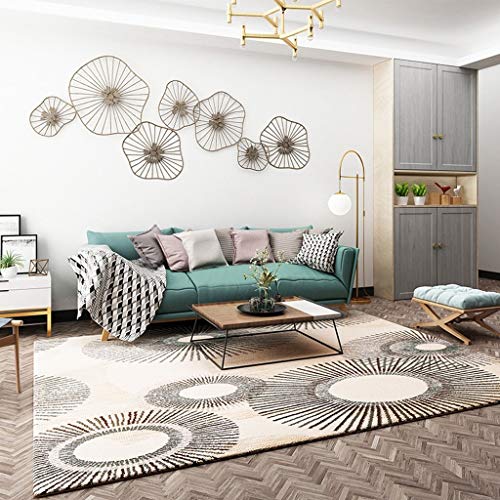 Tapis géométrique anti-tache résistant usure salon moderne
