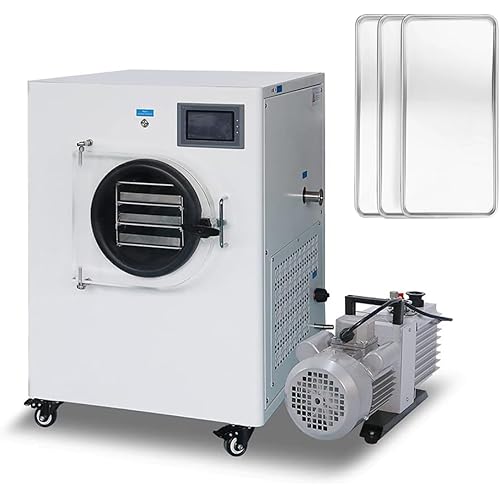 HNZXIB Freeze Dryer, Home Freeze Dryer for Fruits & Vegetables, 3 Trays & 6lbs/Batch, Food Grade Freeze Drying Machine with Rotary Vane Vacuum Pump Home Use