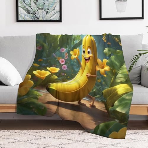 Couverture banane 180x200 en polaire douce de qualité supérieure pour lit