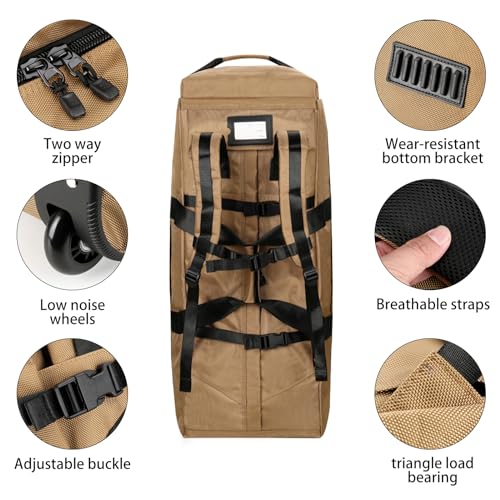 Large Duffel Backpack with Wheels Foldable Rolling Bag for Men Expandable Luggage Suitcase Sports Carry On Garment Bags for Travel Weekender4