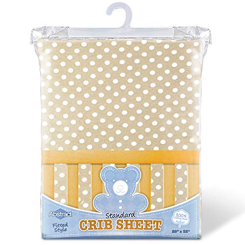 Super Soft Fitted Crib Sheets – 100% Jersey Cotton – For Boys And Girls - 28” X 52” Fits Full Size Crib And Toddler Bed Mattresses - Covered Elastic Hem – Beige Polka Dot – By Abstract #TOP5