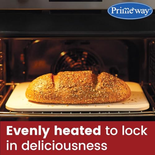 Image of Primeway Cordierite 30x38cm Natural Sturdy Baking Stone for Oven | Barbeque | Grill | Bake Cookies Bread Crispy Pizza on BBQ Grilling Stone | Stores heat | Rectangular | 10mm Thickness | 15x12 inches
