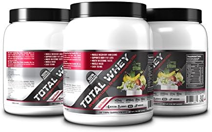 TOTAL WHEY PROTEIN is an advanced formulation for Lean Muscle Build, Muscle Definition and Weight Management. A TOTAL WHEY PROTEIN shake has better absorption and full of essential and non-essential Amino Acid to help your daily nutrition needs.25g of Instant Whey Protein with 5g Fiber combination wil increase you digestive health and help ease protein absorption. Only 150 calories. Serving size: Two Scoops(50g), Serving Per Containe:20, New Weight: 2Lbs. (Dutch Chocolate)