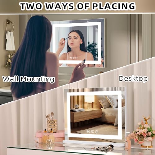 Hollywood Vanity Mirror with Lights Strip and USB Charging Port for Makeup - 23 x 18