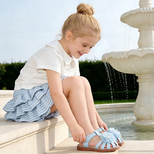 Image of Flaryzone Girls Sandals Closed Toe Summer Flats Dress Sandals Shoes Toddler /Little Kid