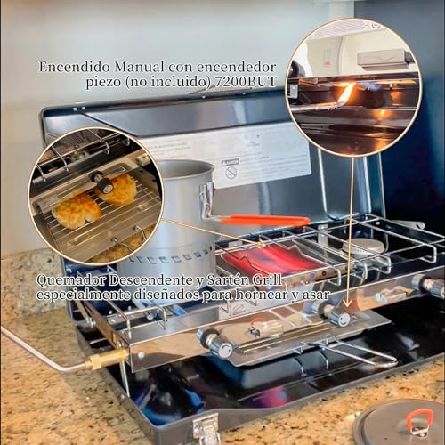 Camping Stove, 3 Burners Propane Portable Camp Stove with Regulator, Push-Button Instant Ignition, Adjustable Burners &  - Additional View