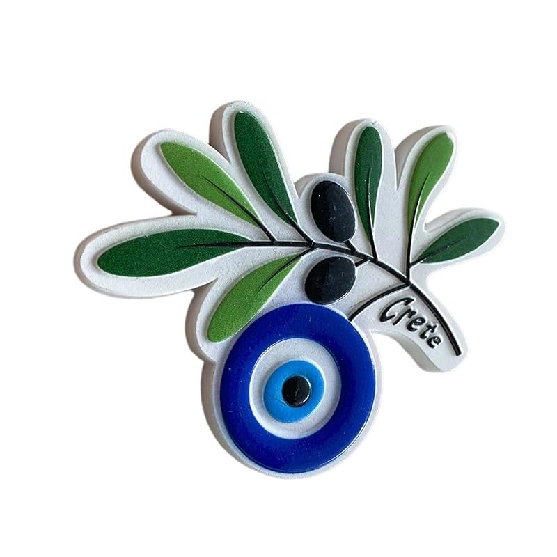 Imán decorativo Ojo Griego con rama de olivo 3.5 pulg miniatura 2