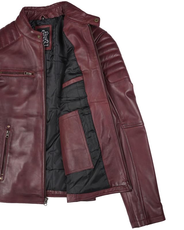 Image of Blingsoul Real Lambskin Leather Jacket Men - Cafe Racer Style Premium Men's Leather Jacket