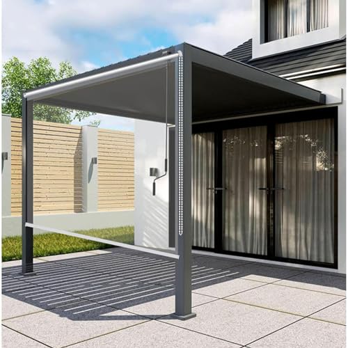 Persianas enrollables de vinilo transparente impermeables para exteriores, cortinas enrollables de PVC transparente para pérgola y jardín, cubierta de ventana impermeable con accesorios (120 x 280 cm)