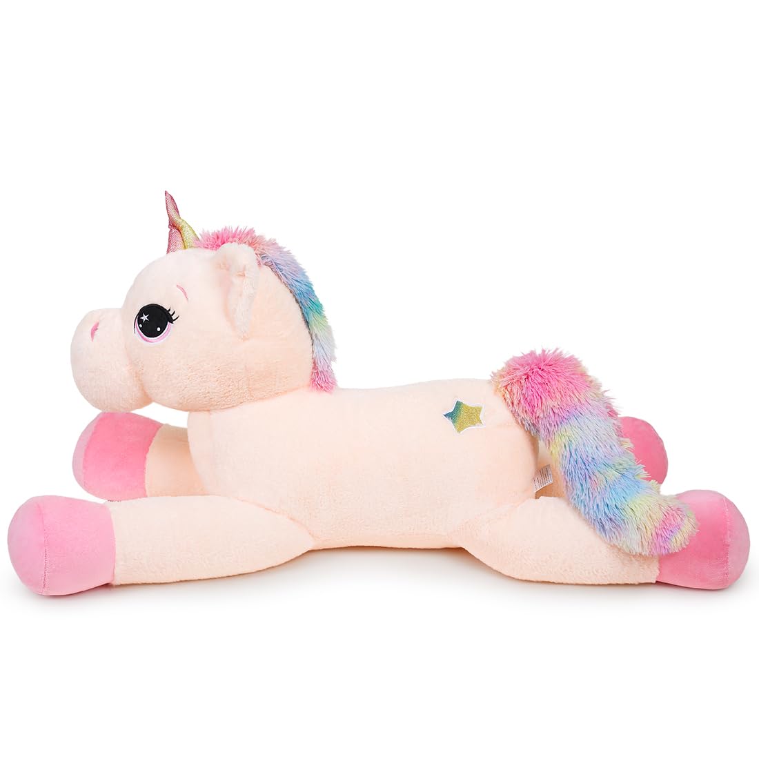 Sasusudols Unicornio Gigante de Peluche para Niñas - 110 cm, Peluche, Regalo Ideal para Cumpleaños, Navidad y Día de San Valentín, Color Crema