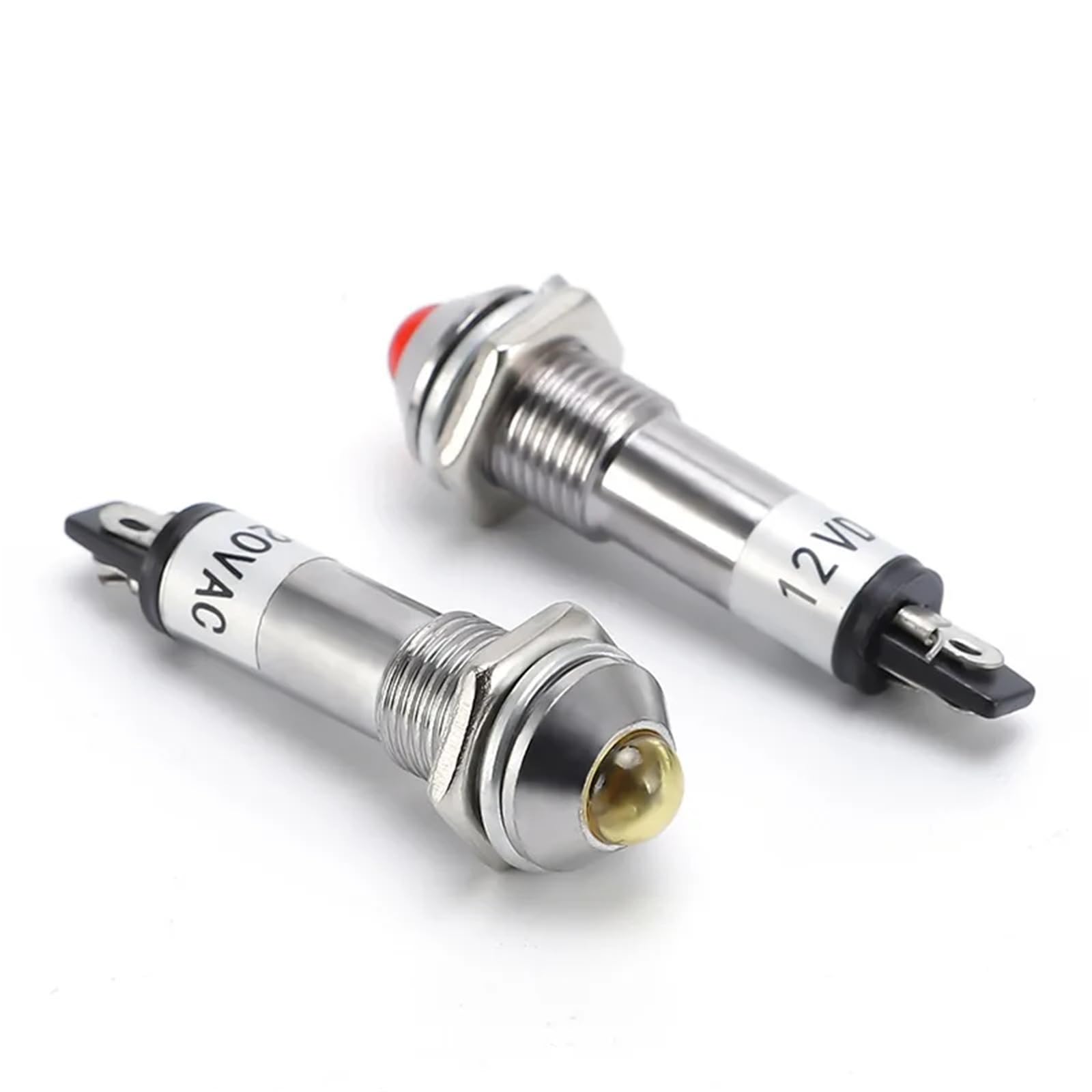 8 mm kleine LED-Arbeitsleuchte aus Metall XD8-2 Rund Kupfer Blau Weiß Rot Grün Gelb(Green,5pcs,24 V)