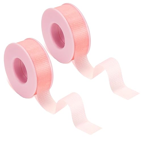 G2PLUS Cinta de pestañas, 2 rollos de cinta de maquillaje de gel de silicona, cinta de pestañas rosa de 1/2 pulgada x 8 yardas, cinta de extensión