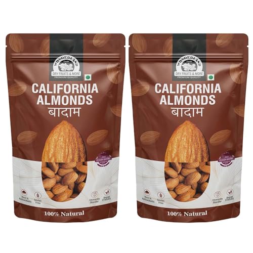 Image of WONDERLAND FOODS (DEVICE) 800 Gram (400 Gram X 2) California Almond NP (Badam) Pouch|Dried