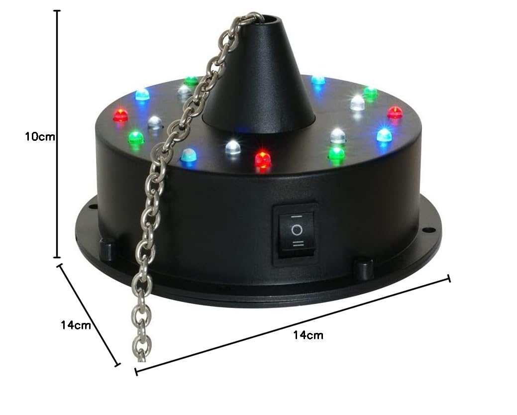 BeamZ Motor 18 luces LED para bola de discoteca alimentado por pilas, modo de audio/automático, bola de espejos, efecto de luz de DJ, esfera de PVC, bola de decoración de espejo.