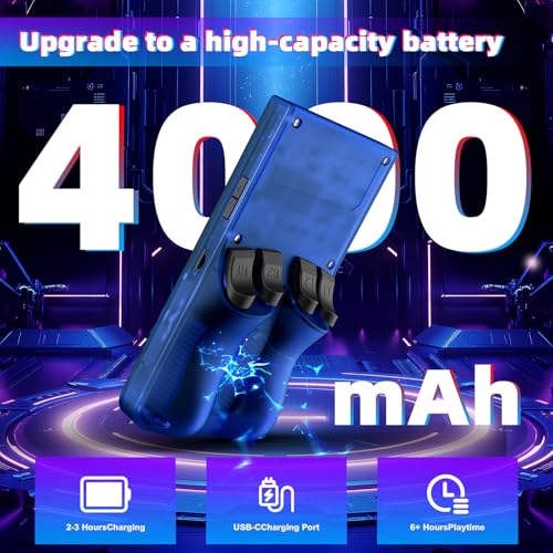 Image of R36MAX Retro Handheld Game Console, Retro Gaming Console with 64G Built-in 18000+ Classic Games, 4.0 Inch 720x720 IPS Screen, Portable Handheld Linux System, 4000mAh Battery (Blue)