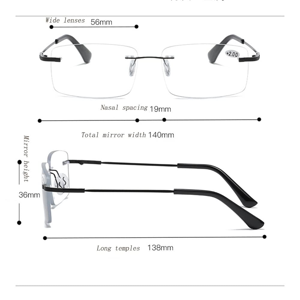 FREAZE Photochrome Randlos Lesebrille Ultraleicht Titan Brille Lesehilfe Rahmenlose Progressive Multifokus Computer Brille Unisex 1.0 (Size : 1.5X)