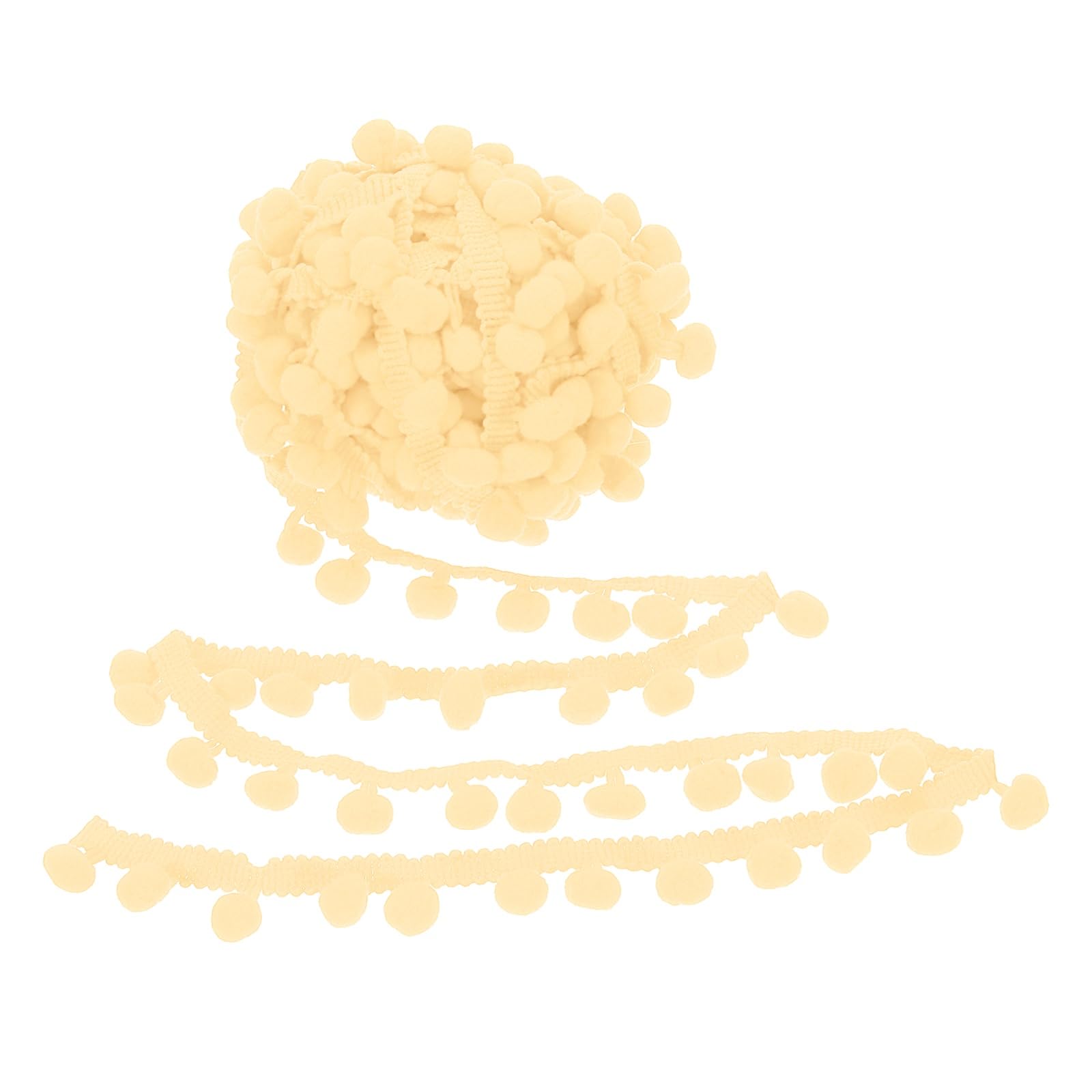 PATIKIL 10 Yard x 1 Inch Pom Pom Ball Fringe Trim, 1 Roll Embroidered Pompoms Trim Ribbon Mini Ball Tassel Lace Accessory for Sewing DIY Crafts Home Curtain Decoration, Beige