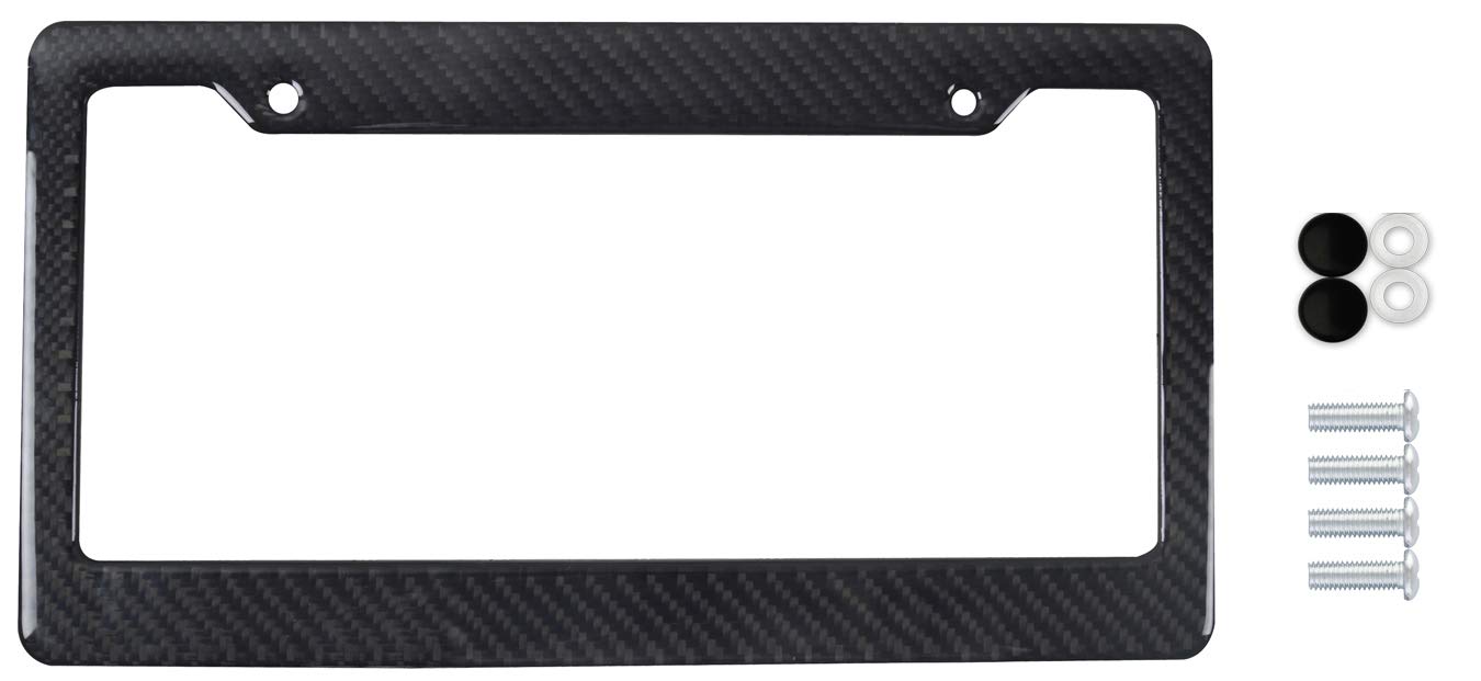 BLVD-LPF OBEY YOUR LUXURY Black Plastic Gloss Real Carbon Fiber for Auto Vehicle Truck Van License Plate Frames Wide Style [Pack 1 pc]