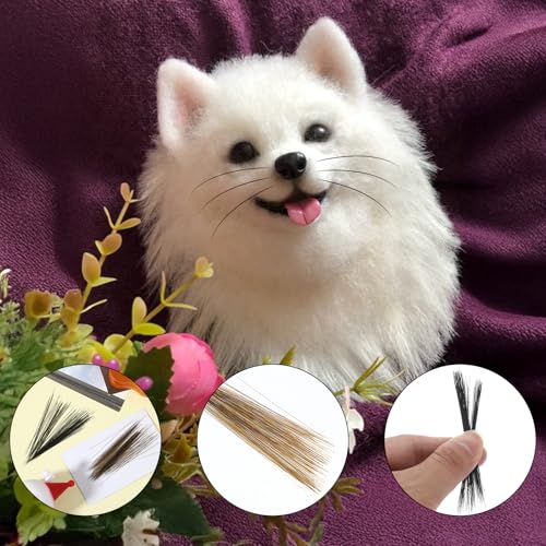 Image of 300PCS Simulated Cat Whiskers for Face Costume, Craft Animal Whiskers Black and Brown 3 Inch Faux Fur Needle Felting Animal Whisker for Crafting
