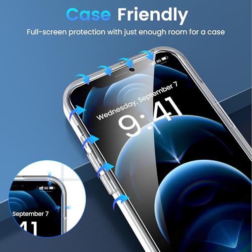 Image of Fotbor for [3+3 Pack] iPhone 12 Pro Screen Protector with Camera Lens Protector, 9H Shatterproof Tempered Glass Film with Easy Installation Frame, HD Clear Sensitive Full Coverage 6.1 Inch