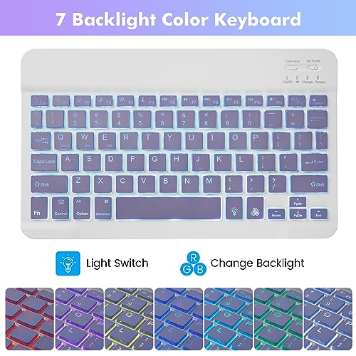Image of SOPPY Keyboard Case with 7 Color Backlit for iPad 11th Gen. (A16) 11-inch 2025, 10th Generation 10.9 inch 2022, Detachable Wireless Keyboards with Pencil Holder, Slim Keyboard Case, Purple
