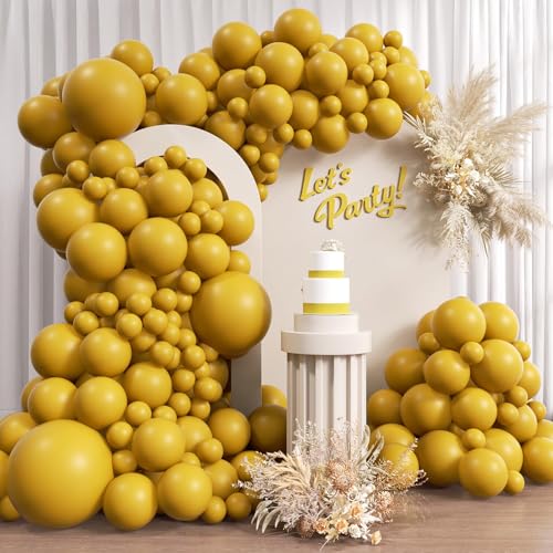 Awenztech 110pcs Mustard Yellow Balloons 18 12 10 5 inch Mustard Balloons Different Sizes Yellow Balloon Garland for Baby Shower Sunflower Thanksgiving Fall Birthday Party Decorations