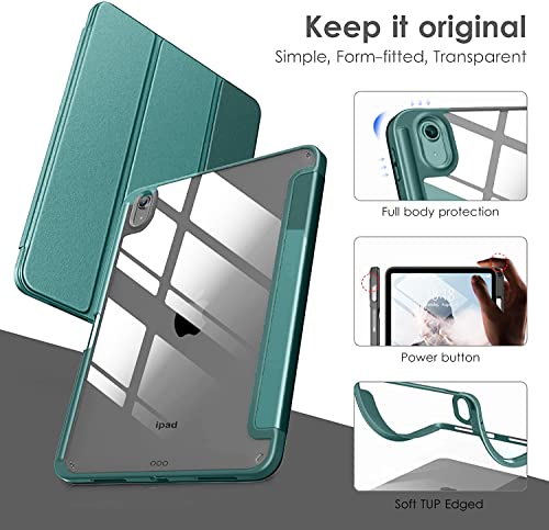 Image of ProElite Case Cover for Apple iPad (A16) 11th /10th Generation (2025 /2022), Transparent case Cover with Pencil Holder for iPad 11th /10th Gen 2025 /2022, Dark Green