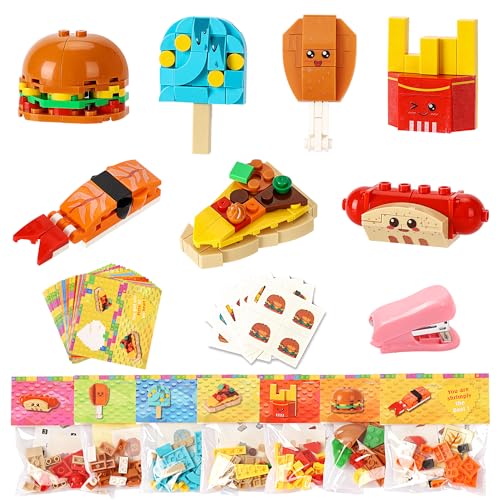 Valentine's Day Cards for Kids - 28 PCS Dessert Block Valentines Day Gifts, Cards with 7 Designs Block Set for School Exchange, Party Favors