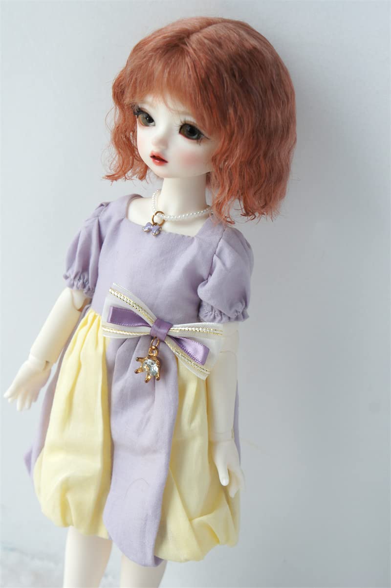 Jusuns Mohair Doll Wigs JD693 6-7inch 16-18cm 1/6 Short Mini Wave YOSD BJD Hair (Dark Pink)