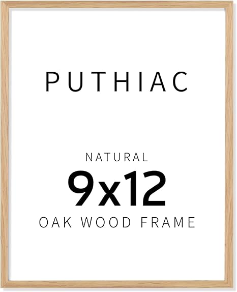 9x12 Oak Wood Picture Frams - Minimalist 9x12 Oak Wood Frames, 9"x12" Picture Frame Wood, Natural Solid Wooden Picture Frames for Wall Art Photo and Prints(1 Pack, Beige)