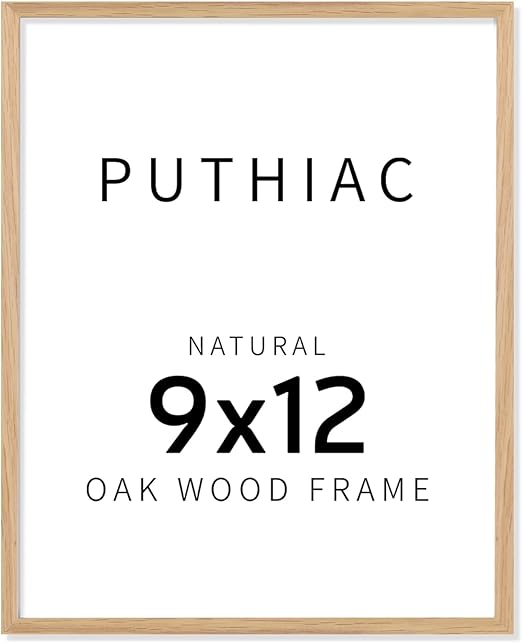 9x12 Oak Wood Picture Frams - Minimalist 9x12 Oak Wood Frames, 9"x12" Picture Frame Wood, Natural Solid Wooden Picture Frames for Wall Art Photo and Prints(1 Pack, Beige)