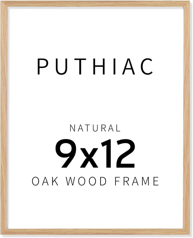 9x12 Oak Wood Picture Frams - Minimalist 9x12 Oak Wood Frames, 9"x12" Picture Frame Wood, Natural Solid Wooden Picture Frames for Wall Art Photo and Prints(1 Pack, Beige)