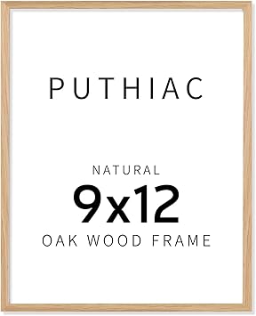 9x12 Oak Wood Picture Frams - Minimalist 9x12 Oak Wood Frames, 9"x12" Picture Frame Wood, Natural Solid Wooden Picture Frames for Wall Art Photo and Prints(1 Pack, Beige)