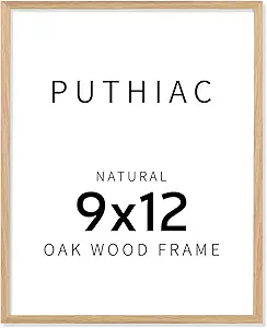 9x12 Oak Wood Picture Frams - Minimalist 9x12 Oak Wood Frames, 9"x12" Picture Frame Wood, Natural Solid Wooden Picture Frames for Wall Art Photo and Prints(1 Pack, Beige)