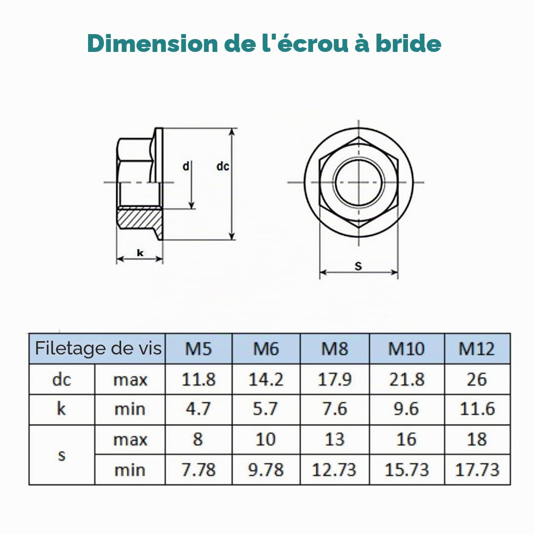 RISON-Titanium Lot de 5 Écrou de Blocage Écrou à Bride en Titane M12x1.25mm, Ecrou Frein Hexagonal de Blocage en Nylon Insérer DIN 1663, Écrous de Verrouillage Auto-Verrouillage des Écrous Métalliques