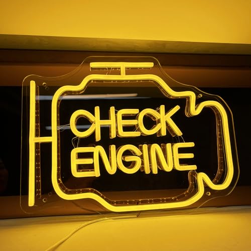 Image of Check Engine Neon Sign LED Neon Light for Garage Auto Repair Shop Workshop Gaming Room Bar Club Man Cave Birthday Gifts Check Engine Neon Light Sign Garage Sign