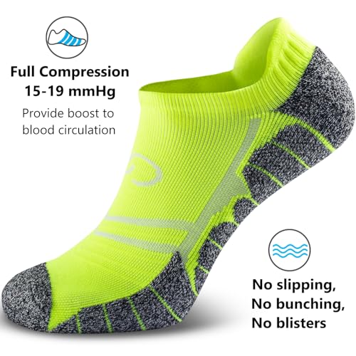 CWVLC No Show Sports Compression Socks for Men Women with Cushion (4/8 Pairs)3