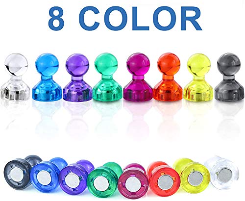 image for LOVIMAG Push Pin Magnets, 64 Pack 8 Colors Refrigerator Magnets, Color