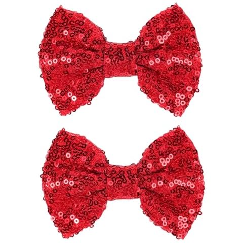 2-Pack 4-Inch Love Fairy & Glitter Sequin Bow Hair Clips-Sparkly Fashion Alligator Barrettes for Girls, Kids & Women, Red Cover