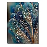 Pluma Pintar por Numeros Adultos, Pintar por Numeros Azul, DIY Manualidades Paint by Numbers Adult Kit con 36 Pinturas Acrílicas y 3 Pinceles, Decoración Hogar Regalo Mujer 60 x 80 cm ZBSWK571
