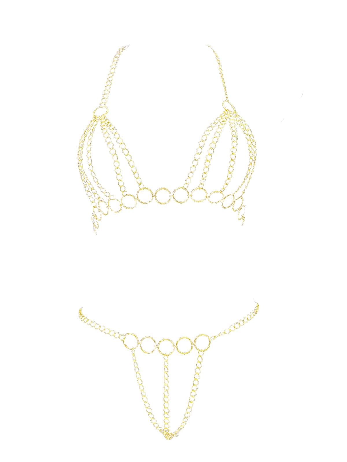 Intimate Chained Honeymoon Lingerie Bra Set Golden-image-41