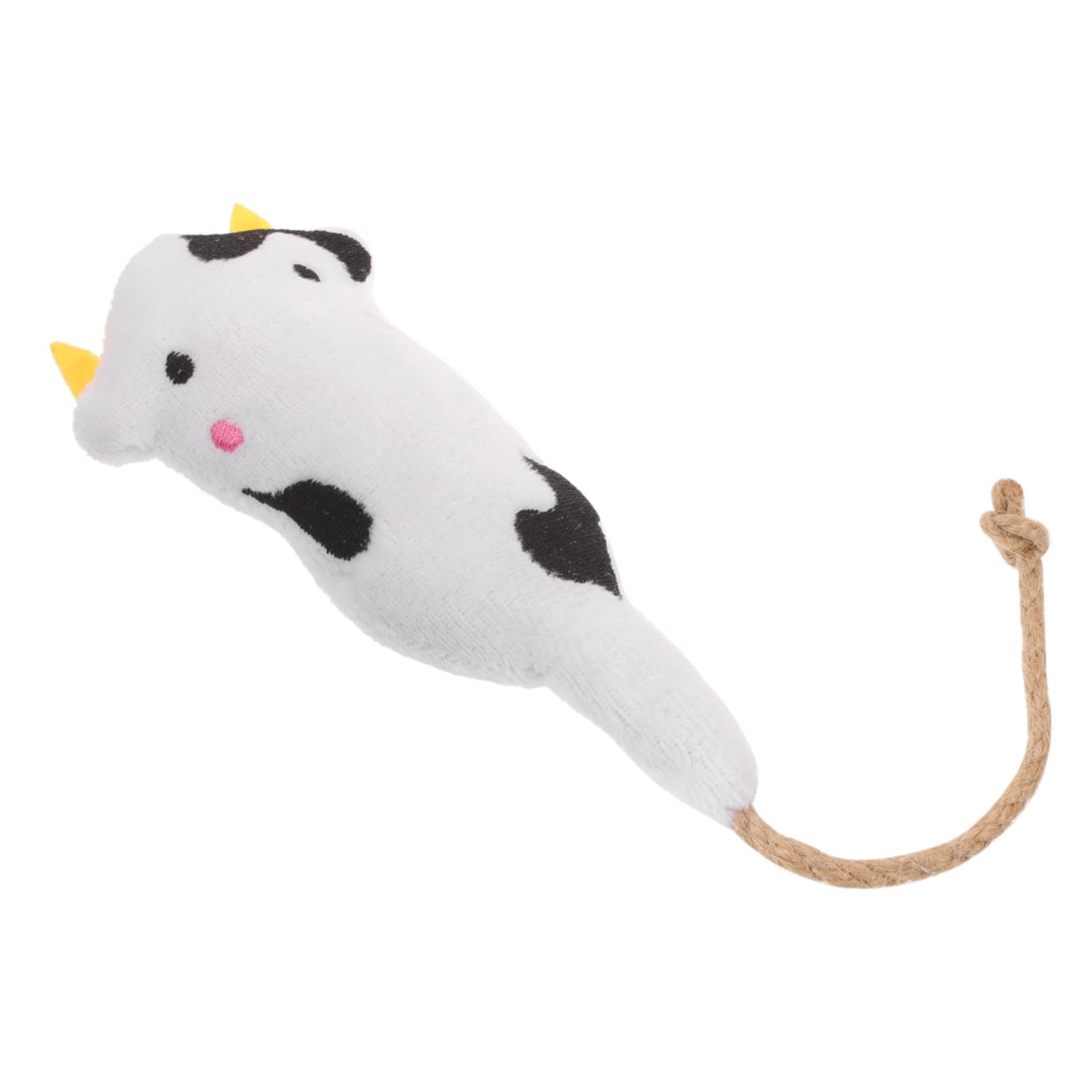 VANZACK Squeaky Toy Interactive Chew Toy for Indoor Cats Cartoon Cow Shape Crinkle Paper