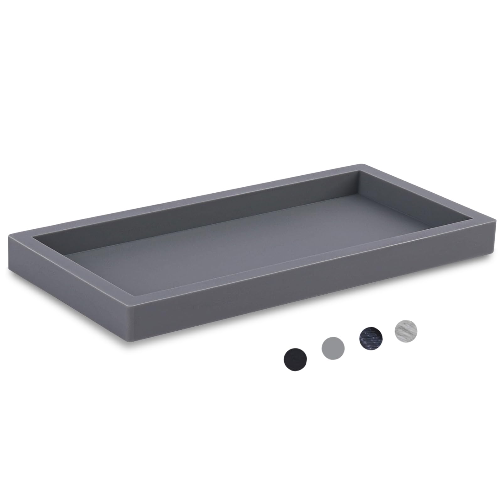 Bathroom Trays for Counter, Slicone Vanity Trays for Bathroom, Rectangle Sponge Holder for Kitchen Sink - Grey