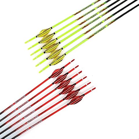 ACCMOS 32 inch Spine 400-1000 Pure Carbon Arrow, ID 4.2mm Practice Arrows Spiral Feather Hunting Arrow, for Aldult Youth Compound Bow Recurve Bows Archery (Spine 500 28inch) Cover