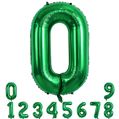 Image of TONIFUL 40 Inch Dark Green Large Numbers Balloon 0-9,Foil Mylar Big Number Balloon Digital 0 for Birthday Party,Wedding, Bridal Shower Engagement Photo Shoot, Anniversary