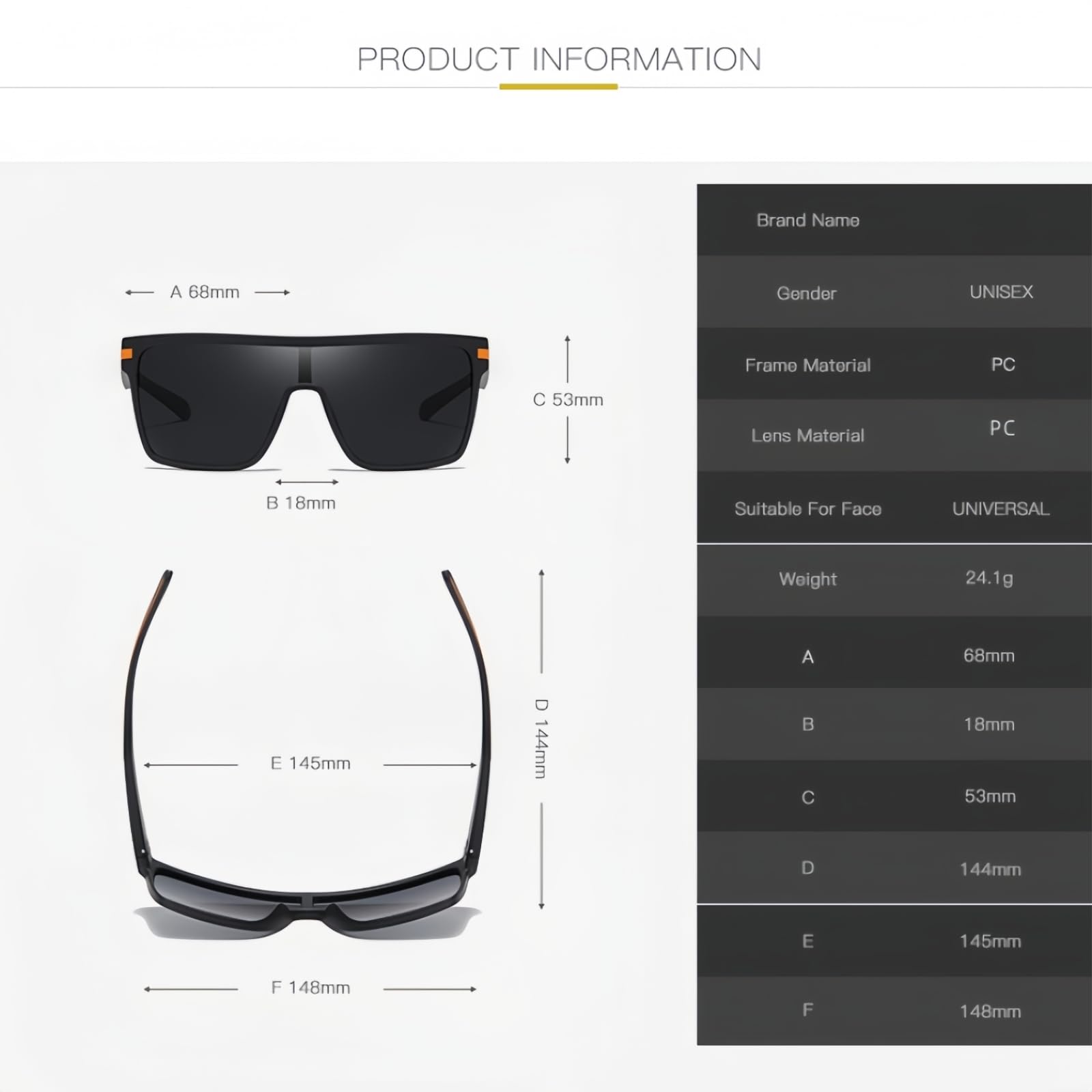 Lunettes de Soleil Lunettes, polarisées Bouclier Surdimensionnées pour Hommes Femmes, Lentille Monolithique À Une Pièce Uv400 Anti-reflet, des Sports Plein Air Vacances